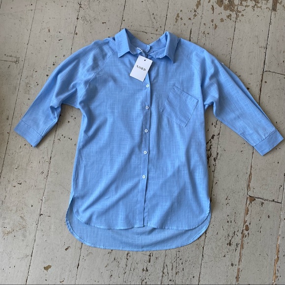 Nord Linen Tailored Boyfriend Button down Shirt Top Blouse - Picture 6 of 12